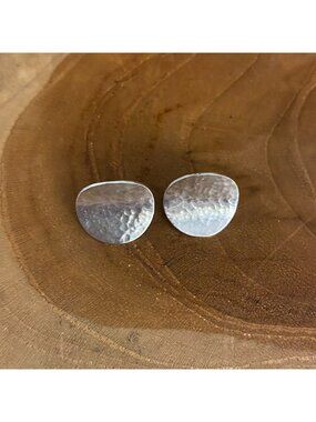 RETIRED Hammered Curved Ear Post Earrings, Sterling Silver